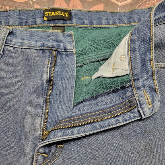 Stanley 36x30 Medium Wash Denim Blue Fleece Lined  Men's Heavy Work Jeans - Picture 10 of 11